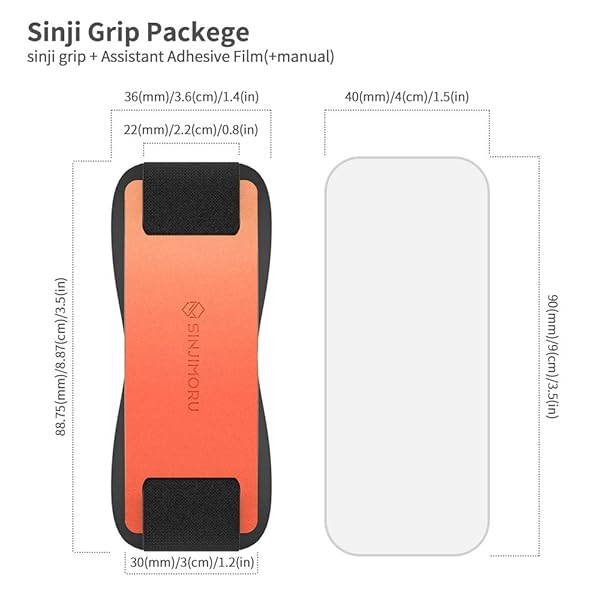Sinjimoru Sinjimoru Phone Grip with Silicone Band Â– Comfortable One-Hand Holder & Kickstand for Smartphones, Tablets, and eReaders for iPhone, Android, and Kindle Sinji Grip Silicone Clementine - View 9 of 9