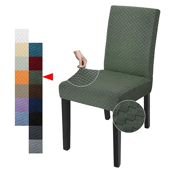YEMYHOM YEMYHOM 6 Pack Checkered Dining Chair Slipcovers Stretch Furniture Protectors for Dining Room Restaurant Kitchen Party Army Green