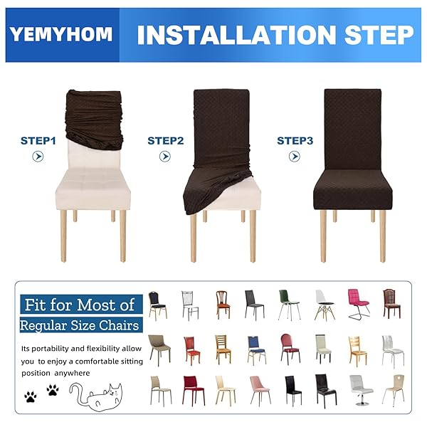 YEMYHOM YEMYHOM 2 Packs Checkered Dining Chair Slipcover Stretch Covers for Dining Room Restaurant Kitchen Party Dark Coffee - View 7 of 7