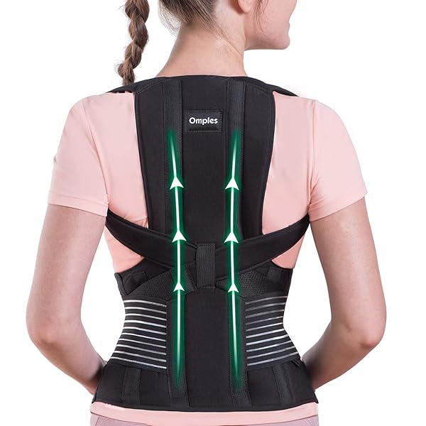 Omples Omples Posture Corrector for Men & Women - Thoracic Back Brace for Neck Pain Relief & Body Correction (Large, 39-42 inch Waist)