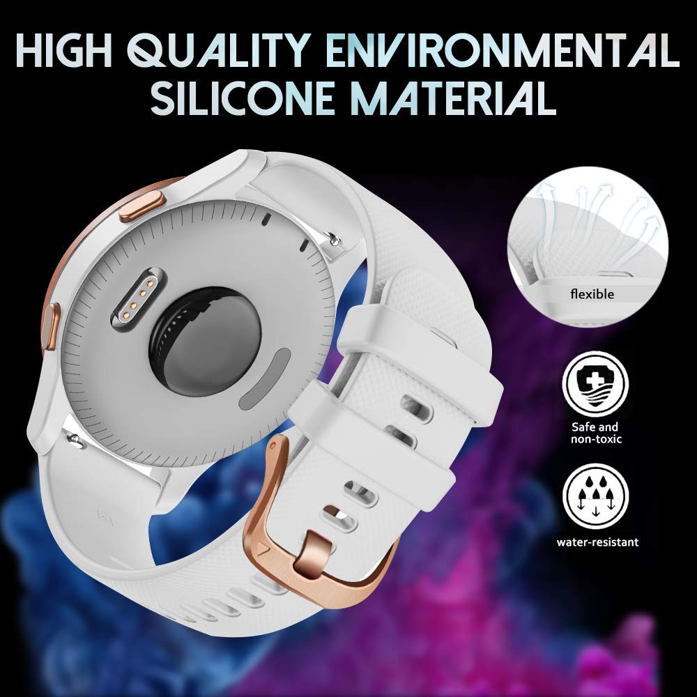 NotoCity NotoCity Soft Silicone Replacement Strap for Garmin Venu Venu 2 Plus Venu Sq Vivoactive 3 5 Forerunner 245 645 White S 20mm - View 2 of 7