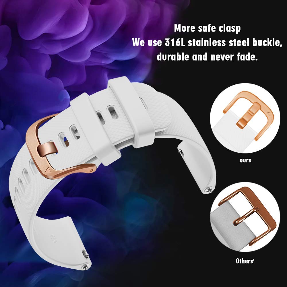 NotoCity NotoCity Soft Silicone Replacement Strap for Garmin Venu Venu 2 Plus Venu Sq Vivoactive 3 5 Forerunner 245 645 White S 20mm - View 3 of 7