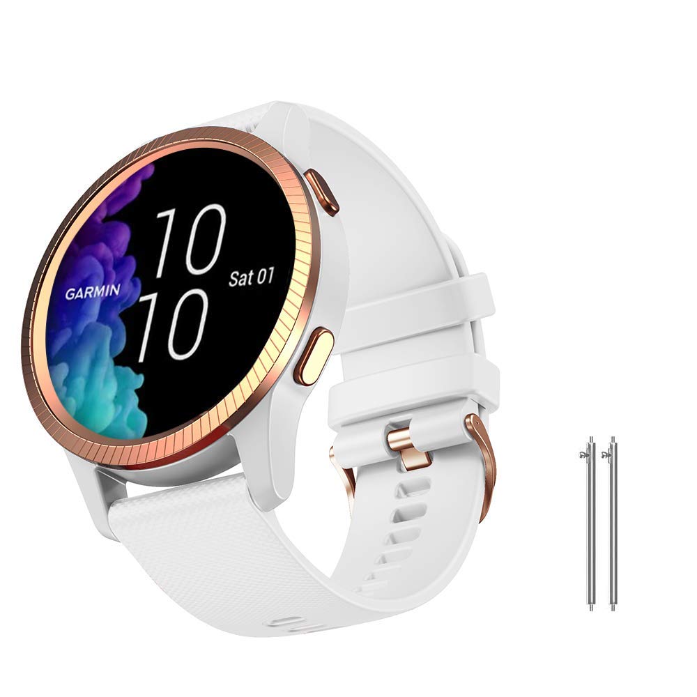 NotoCity NotoCity Soft Silicone Replacement Strap for Garmin Venu Venu 2 Plus Venu Sq Vivoactive 3 5 Forerunner 245 645 White S 20mm