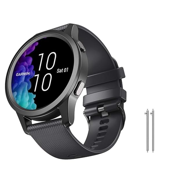 NotoCity NotoCity 20mm Soft Silicone Replacement Strap for Garmin Venu Venu 2 Plus Venu Sq Vivoactive 3 5 Forerunner 245 645 Black S - View 2 of 6