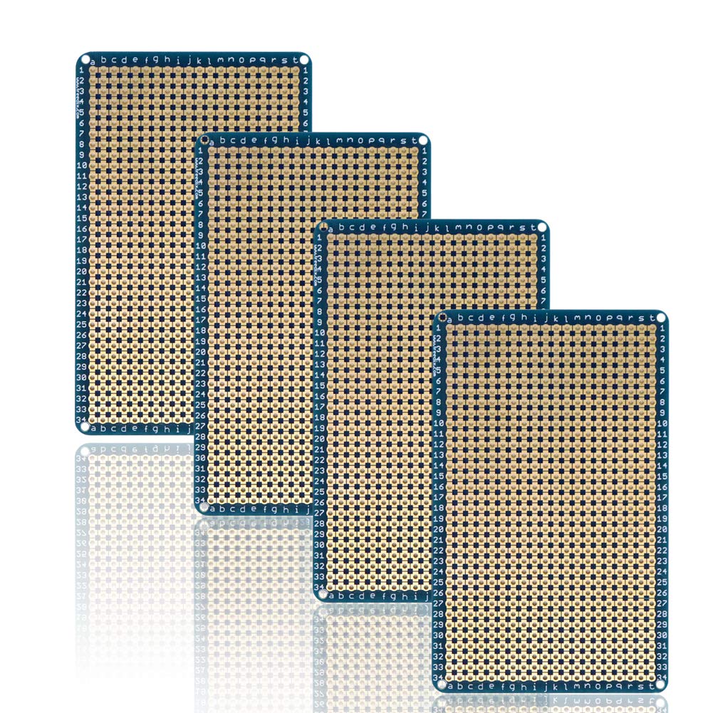 Treedix Treedix 4 pcs Solderable BreadBoard Universal PCB Prototype Shield Double Sided Gold Plated Holes for Arduino Raspberry Pi Prototyping