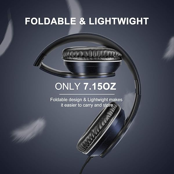 LORELEI LORELEI X6 Lightweight Foldable Over-Ear Headphones with Microphone Portable Stereo Bass for Smartphone Tablet MP3 4 Dark Blue - View 4 of 7