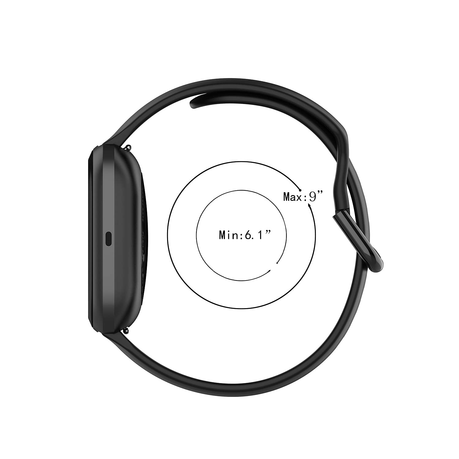 KOMI Soft Silicone Sport Watch Band for Fitbit Versa 2 Lite Breathable Replacement Wristband Black 71 to 87 Inch Wrists - View 6 of 7