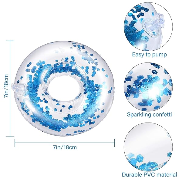 Sumind Sumind 12 Pieces Inflatable Drink Holder with Mini Air Pump for Pool Party Favors and Decoration Floating Coasters for Water Fun - View 4 of 8