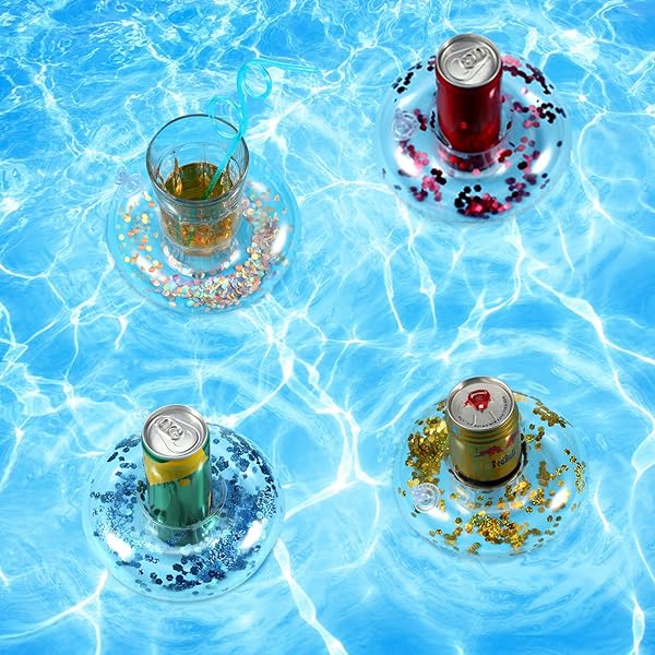 Sumind Sumind 12 Pieces Inflatable Drink Holder with Mini Air Pump for Pool Party Favors and Decoration Floating Coasters for Water Fun - View 8 of 8