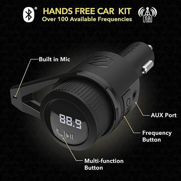 Scosche Scosche BTFM5 Bluetooth Car Kit: FM Transmitter & Dual USB Charging for Hands-Free Driving - View 4 of 7