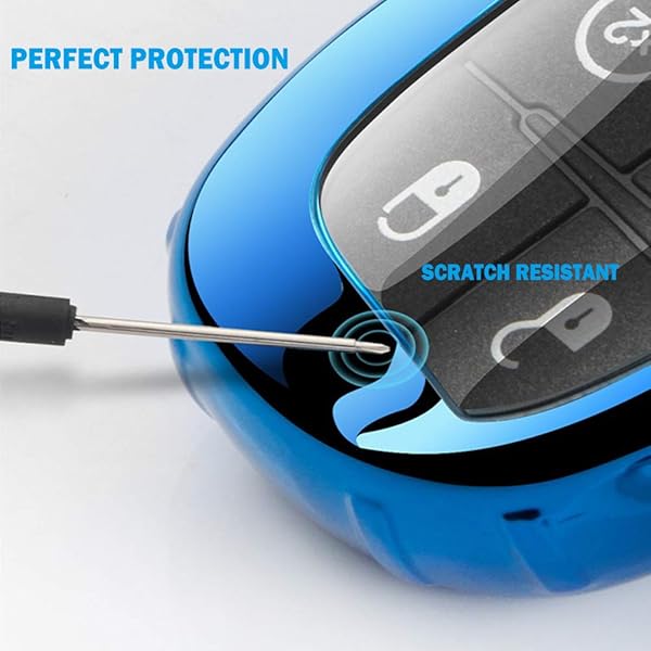 K LAKEY K LAKEY Jeep Key Fob Cover Soft TPU Case for Grand Cherokee Renegade Compass Dodge Durango Journey Charger Challenger with Alloy Keychain Red - View 4 of 7