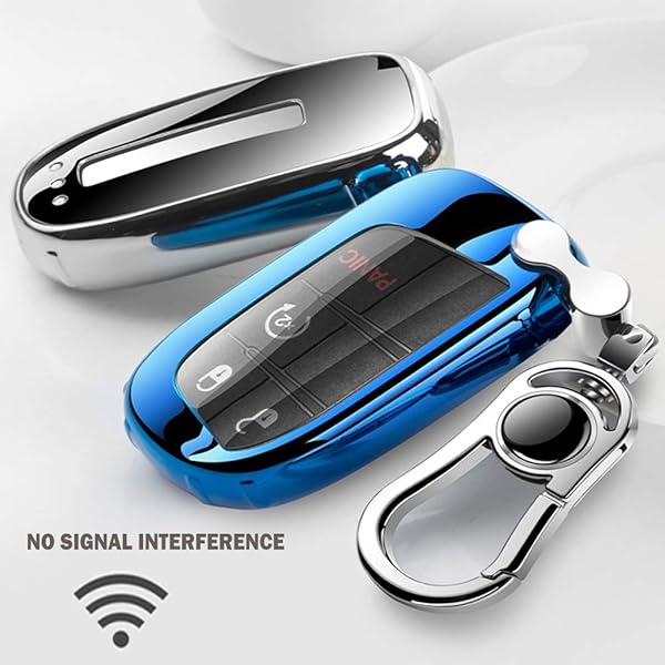 K LAKEY K LAKEY Jeep Key Fob Cover Soft TPU Case for Grand Cherokee Renegade Compass Dodge Durango Journey Charger Challenger with Alloy Keychain Red - View 5 of 7