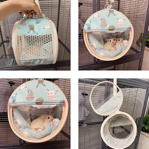 Wontee Small Pet Carrier Bag Portable Travel Carrier for Hamster Rat Guinea Pig Sugar Glider Hedgehog Birds M Green - View 4 of 7
