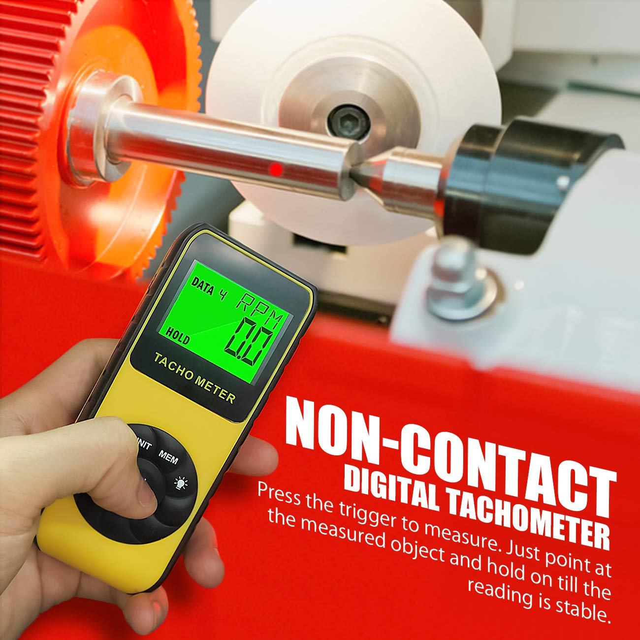 AIOMEST Photo Tachometer Non-Contact Speed Meter 7.0-99999 RPM AIOMEST Laser Automotive Tach Gauge Tester for Car Truck Motorcycle Engine - View 4 of 7