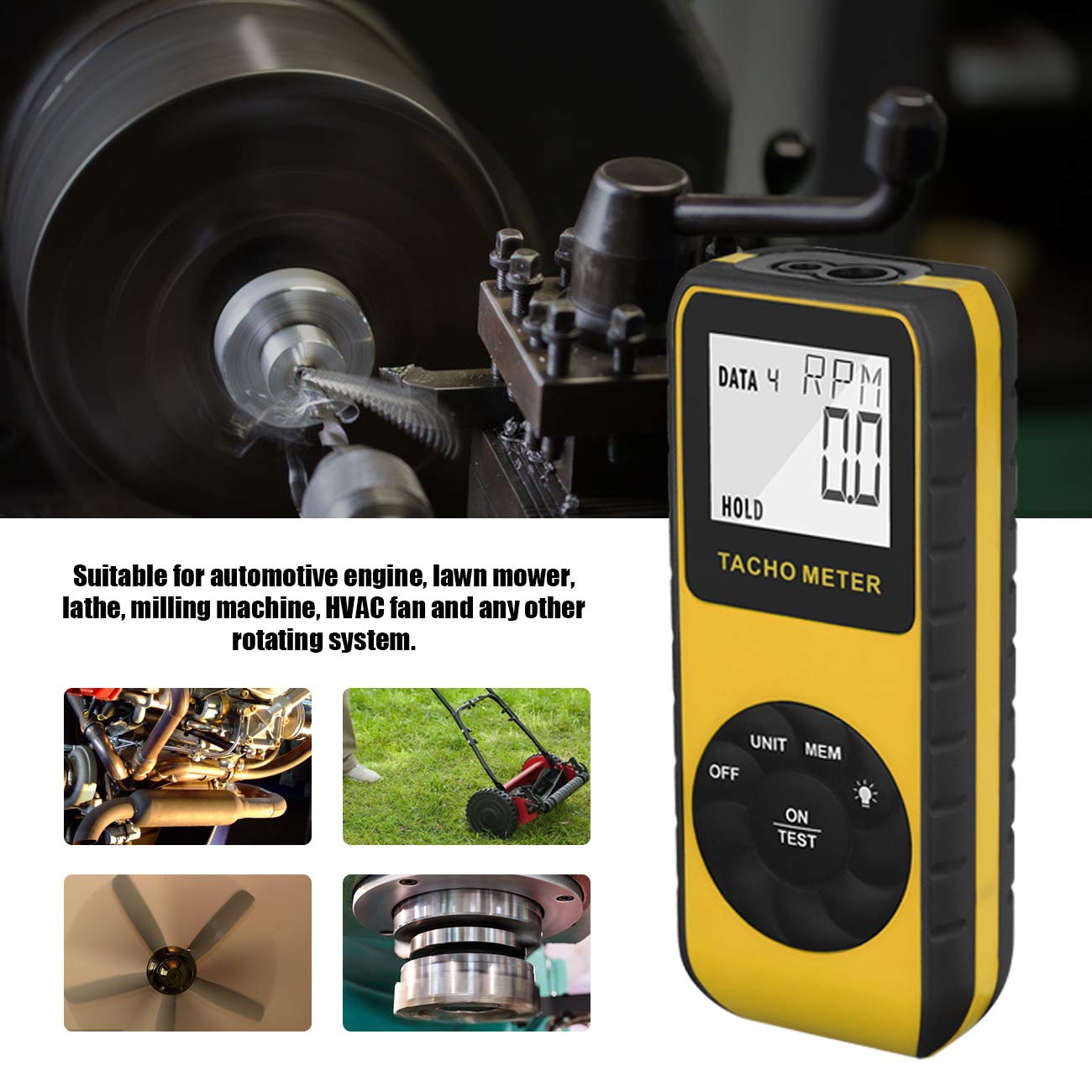 AIOMEST Photo Tachometer Non-Contact Speed Meter 7.0-99999 RPM AIOMEST Laser Automotive Tach Gauge Tester for Car Truck Motorcycle Engine - View 6 of 7