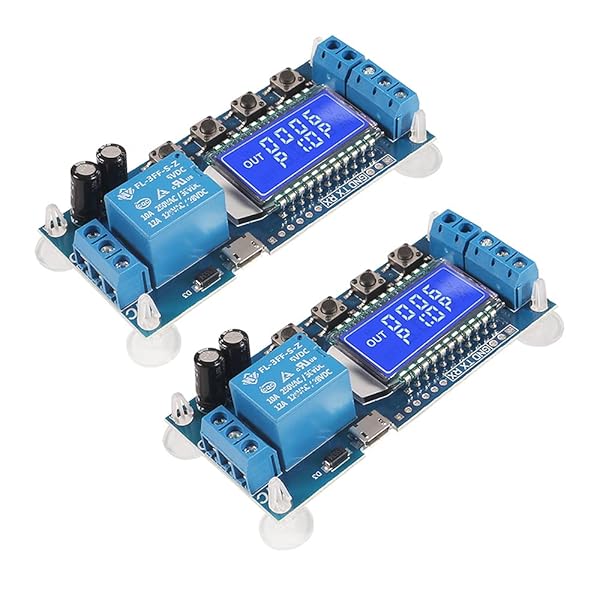 ACEIRMC ACEIRMC Time Delay Relay Module DC 5V 12V 24V with LCD Display and Micro USB Power Supply for Delay-off Cycle Timer 2pcs