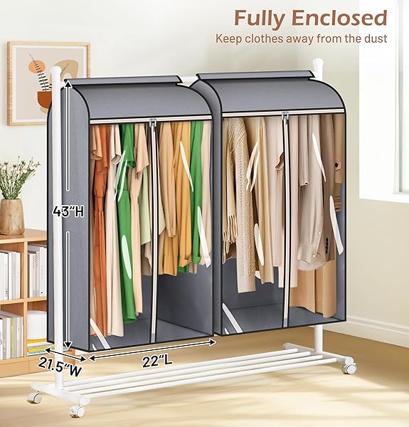 MISSLO MISSLO 43 Inch Hanging Garment Bags for Closet Storage with Clear Window and Zippers 2 Pack - View 3 of 8