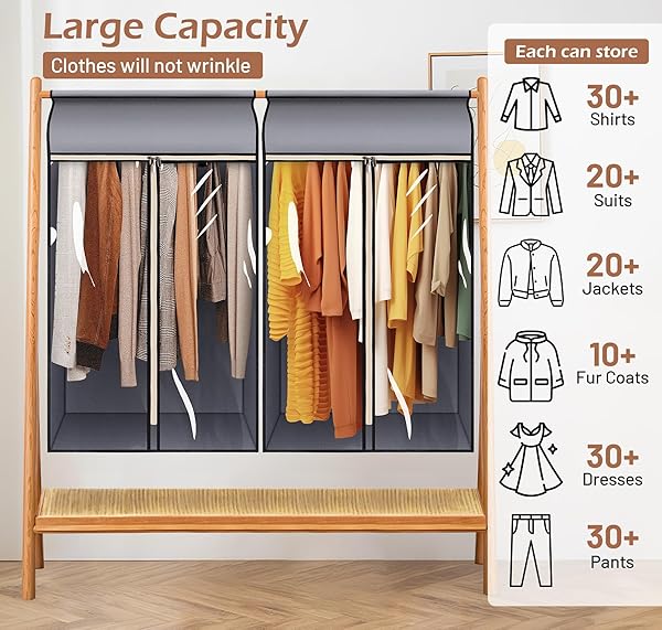 MISSLO MISSLO 43 Inch Hanging Garment Bags for Closet Storage with Clear Window and Zippers 2 Pack - View 6 of 8