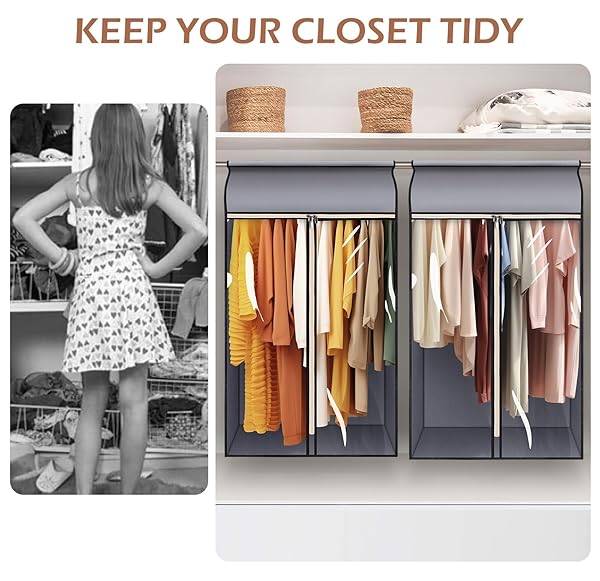 MISSLO MISSLO 43 Inch Hanging Garment Bags for Closet Storage with Clear Window and Zippers 2 Pack - View 7 of 8