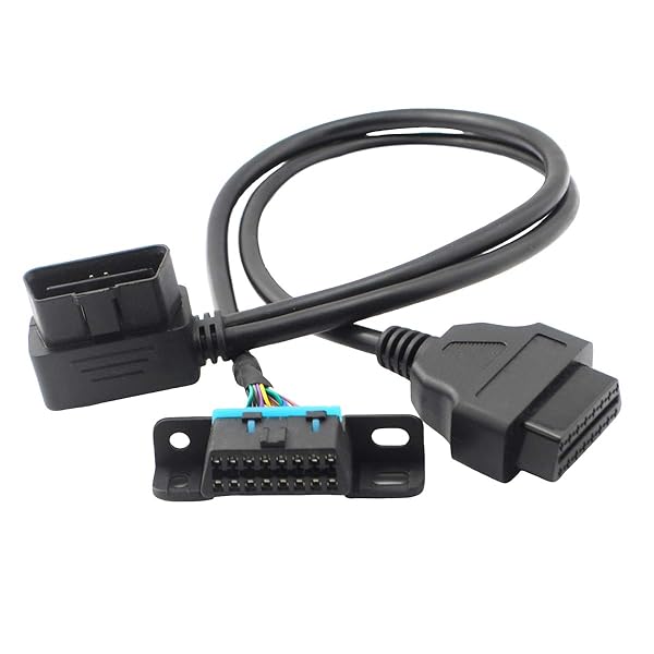 iKKEGOL iKKEGOL Right Angle OBD2 Splitter Cable 16 Pin J1962 Male to 2 Female Connector with Underdash Mount Bracket 50cm - View 3 of 10