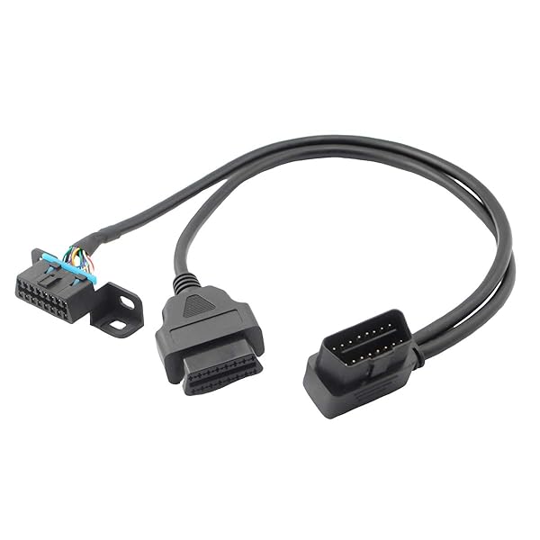 iKKEGOL iKKEGOL Right Angle OBD2 Splitter Cable 16 Pin J1962 Male to 2 Female Connector with Underdash Mount Bracket 50cm - View 5 of 10