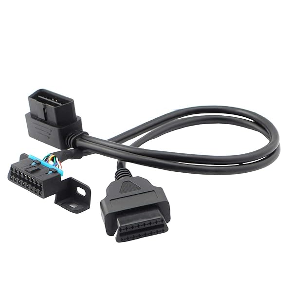 iKKEGOL iKKEGOL Right Angle OBD2 Splitter Cable 16 Pin J1962 Male to 2 Female Connector with Underdash Mount Bracket 50cm - View 9 of 10