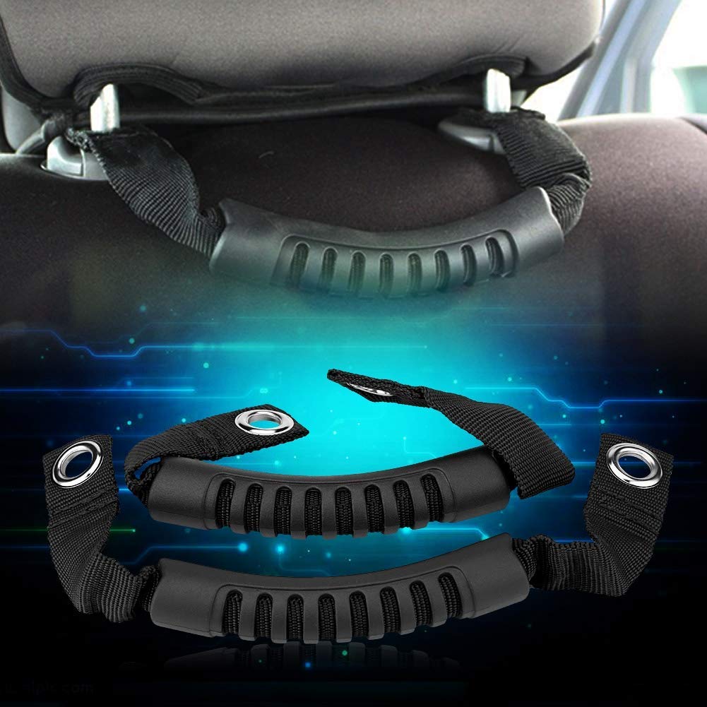 Aramox ARAMOX 2Pcs Car Rear Seat Back Grab Handle Set for 1995-2017 - Black Headrest Accessories - View 7 of 9