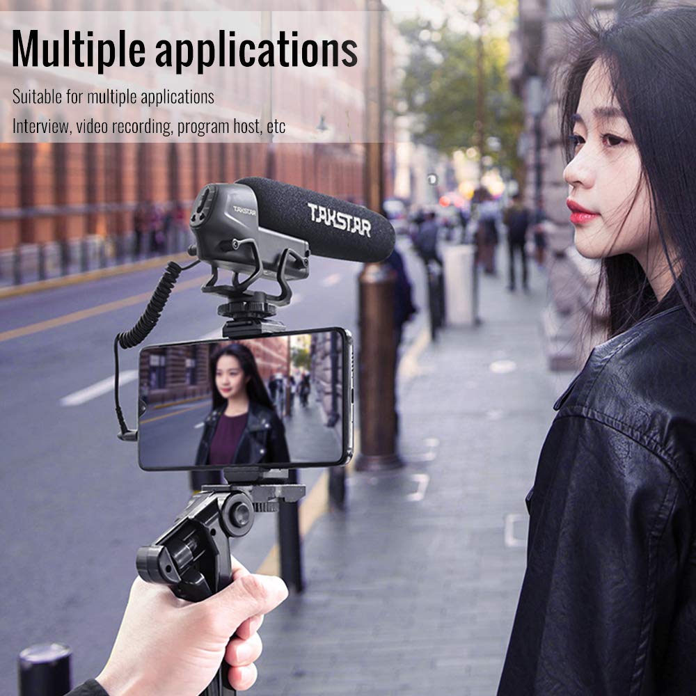 TAKSTAR SGC-600 On-Camera Condenser Interview Microphone 3.5mm Plug with Windscreen Cold Shoe Mount Compatible with Canon Nikon Sony DSLR Cameras Camcorders - View 4 of 7