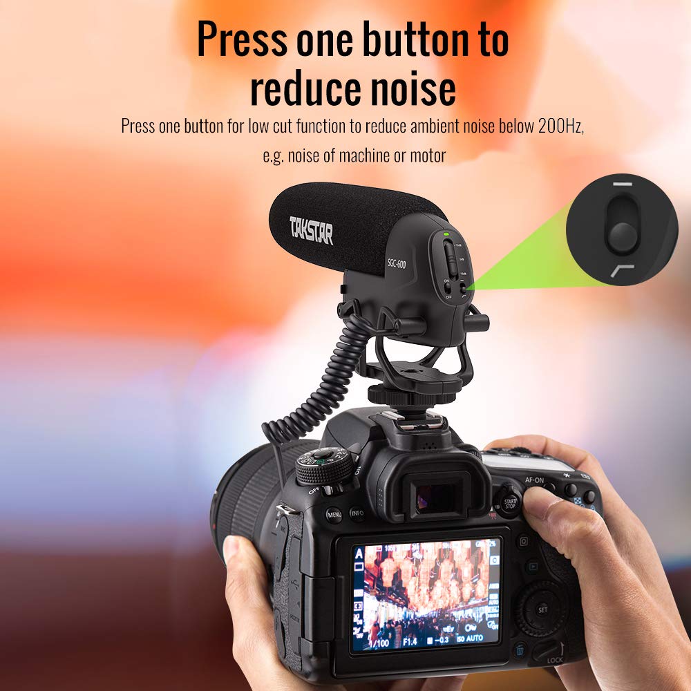 TAKSTAR SGC-600 On-Camera Condenser Interview Microphone 3.5mm Plug with Windscreen Cold Shoe Mount Compatible with Canon Nikon Sony DSLR Cameras Camcorders - View 6 of 7