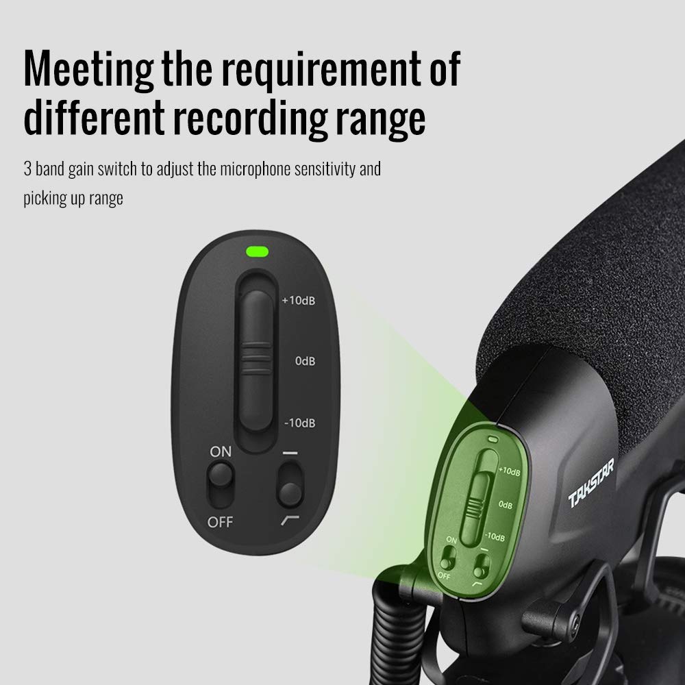 TAKSTAR SGC-600 On-Camera Condenser Interview Microphone 3.5mm Plug with Windscreen Cold Shoe Mount Compatible with Canon Nikon Sony DSLR Cameras Camcorders - View 7 of 7