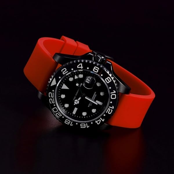 WOCCI WOCCI 20mm Red Silicone Rubber Watch Bands Premium Replacement Straps with Black Buckle - View 9 of 10