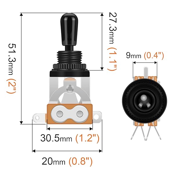 SAPHUE SAPHUE Guitar 3 Way Toggle Switch Short Black Top Knobs for Gibon Epiphone Les Paul Electric Guitar Parts Pickup Selector Kit - View 3 of 8