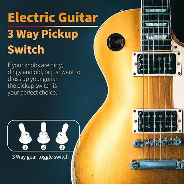 SAPHUE SAPHUE Guitar 3 Way Toggle Switch Short Black Top Knobs for Gibon Epiphone Les Paul Electric Guitar Parts Pickup Selector Kit - View 6 of 8