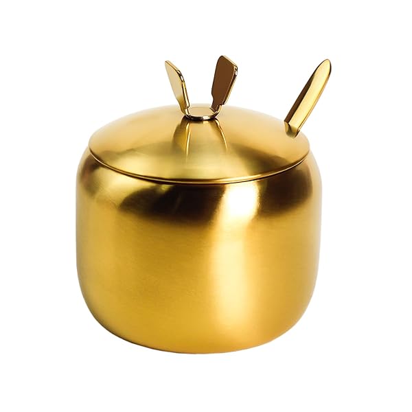 Mozacona Mozacona Stainless Steel Sugar Bowl and Spice Jar with Lid and Spoon for Kitchen Storage and Seasoning
