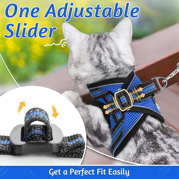 rabbitgoo Rabbitgoo Cat Harness and Leash Set Adjustable Soft Escape Proof Vest for Kittens Comfortable Outdoor Walking Blue Size S - View 8 of 10