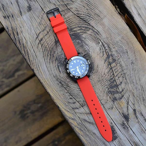 WOCCI WOCCI 18mm Red Silicone Rubber Watch Bands Premium Replacement Straps with Black Buckle - View 6 of 10