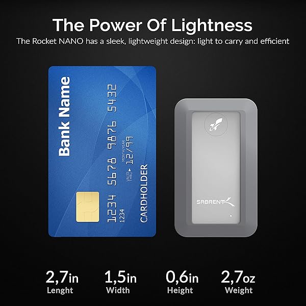 SABRENT SABRENT Rocket Nano 1TB USB 3.2 Waterproof SSD - Rugged Aluminum Design with Bumper Guard - View 5 of 10