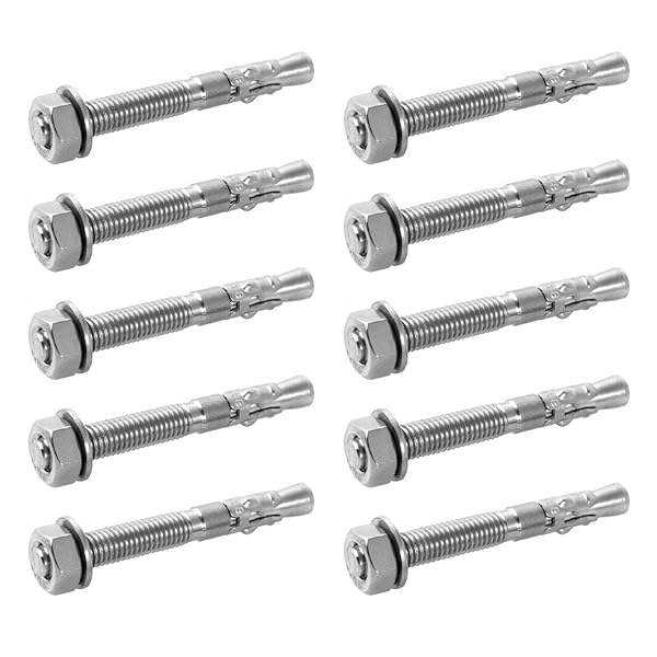 "QWORK 10 Pack 5/16" X 2-3/4" Stainless Steel Wedge Anchors for Office, Garage & Marine Use"