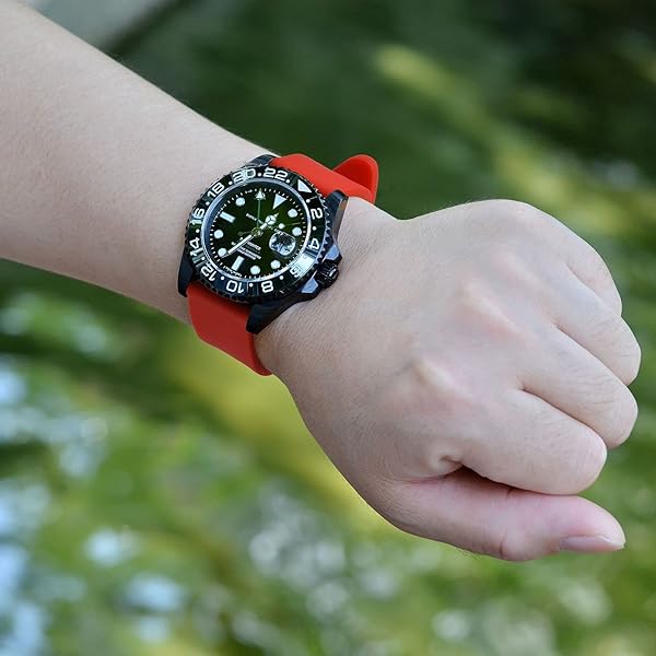 WOCCI WOCCI 24mm Premium Silicone Rubber Watch Bands with Black Buckle in Red for Comfortable and Stylish Replacement Straps - View 7 of 10