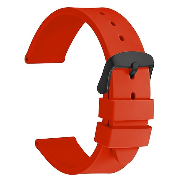 WOCCI WOCCI 24mm Premium Silicone Rubber Watch Bands with Black Buckle in Red for Comfortable and Stylish Replacement Straps - View 2 of 10