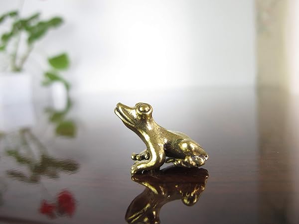 Land of Simple Treasures Brass Frog Miniature Figurine for Luck and Prosperity from Thailand 1 Inch Charm for Business Wealth and Magic - View 3 of 8