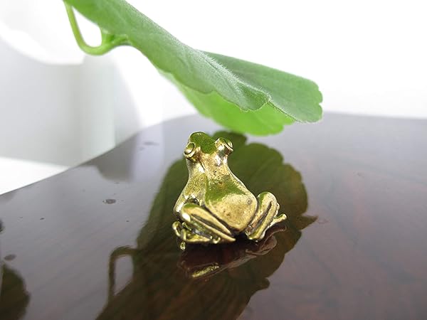 Land of Simple Treasures Brass Frog Miniature Figurine for Luck and Prosperity from Thailand 1 Inch Charm for Business Wealth and Magic - View 6 of 8