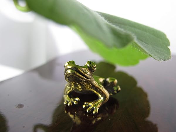 Land of Simple Treasures Brass Frog Miniature Figurine for Luck and Prosperity from Thailand 1 Inch Charm for Business Wealth and Magic - View 7 of 8