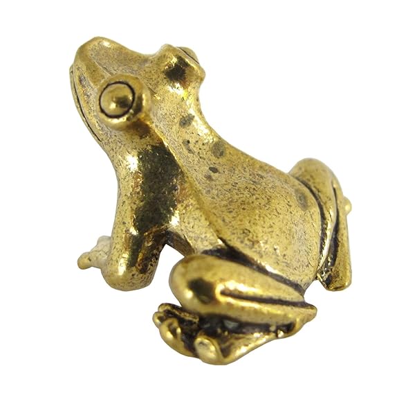 Land of Simple Treasures Brass Frog Miniature Figurine for Luck and Prosperity from Thailand 1 Inch Charm for Business Wealth and Magic - View 2 of 8