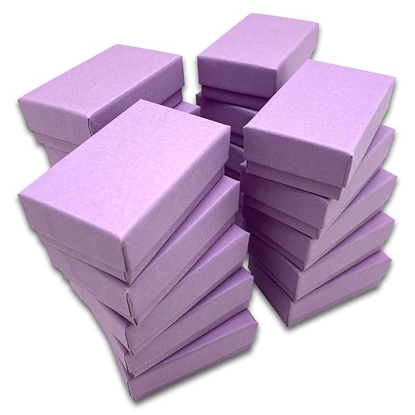 TheDisplayGuys For Your Modern Living TheDisplayGuys 100 Pack Cotton Filled Cardboard Jewelry Boxes Gift Case Purple Lavender 3.3 x 2.3 x 1.0 for Shipping or Storage - View 9 of 9