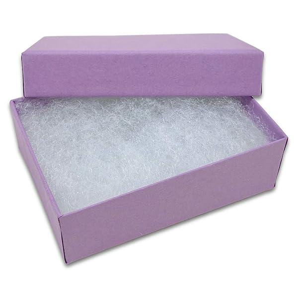 TheDisplayGuys For Your Modern Living TheDisplayGuys 100 Pack Cotton Filled Cardboard Jewelry Boxes Gift Case Purple Lavender 3.3 x 2.3 x 1.0 for Shipping or Storage - View 2 of 9