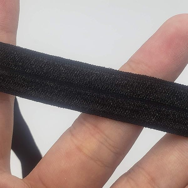 Tianying 10 Yards Fold Over Elastic Stretch Braided Elastic Ribbon for Hair Ties and Headbands in Black 5/8 Inch Various Colors Available - View 3 of 6