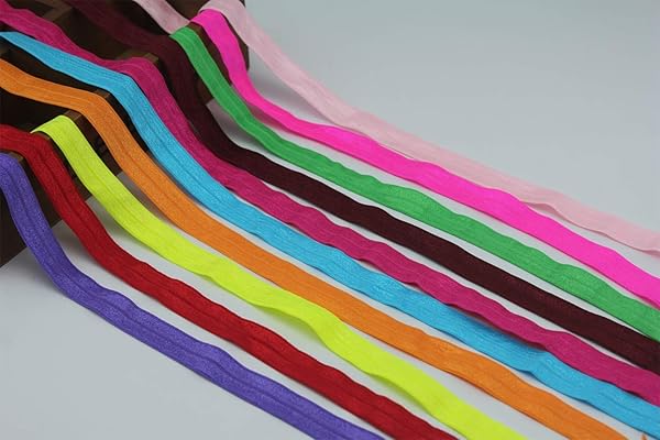 Tianying 10 Yards Fold Over Elastic Stretch Braided Elastic Ribbon for Hair Ties and Headbands in Black 5/8 Inch Various Colors Available - View 5 of 6