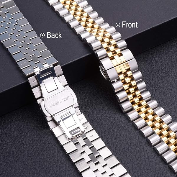 Wolait Wolait Stainless Steel Apple Watch Band 42mm 41mm 40mm 38mm Heavy Link Bracelet for Women Compatible with Series 10 9 8 7 6 Silver Gold - View 5 of 8