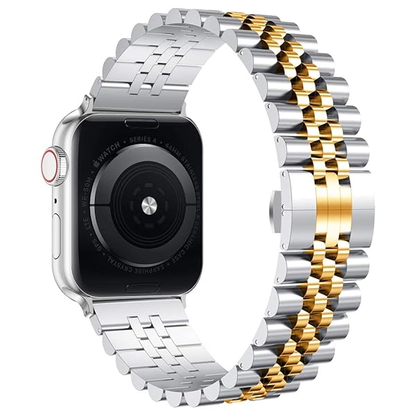 Wolait Wolait Stainless Steel Apple Watch Band 42mm 41mm 40mm 38mm Heavy Link Bracelet for Women Compatible with Series 10 9 8 7 6 Silver Gold